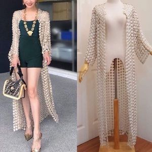 Custom Long Pearl Coat Cardigan